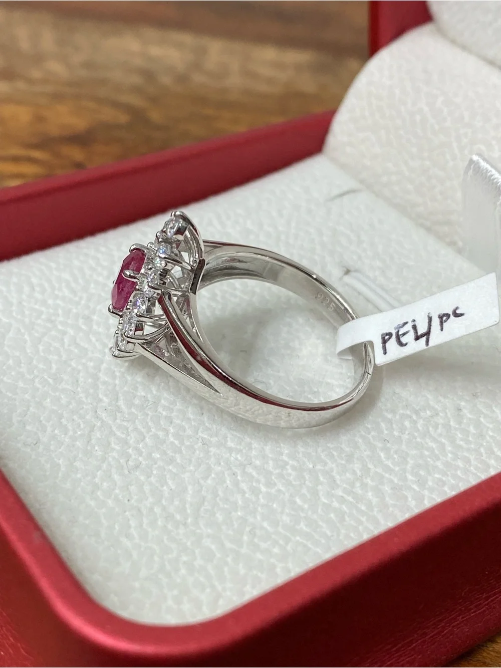 925 Sterling Silver Ruby And CZ Ring